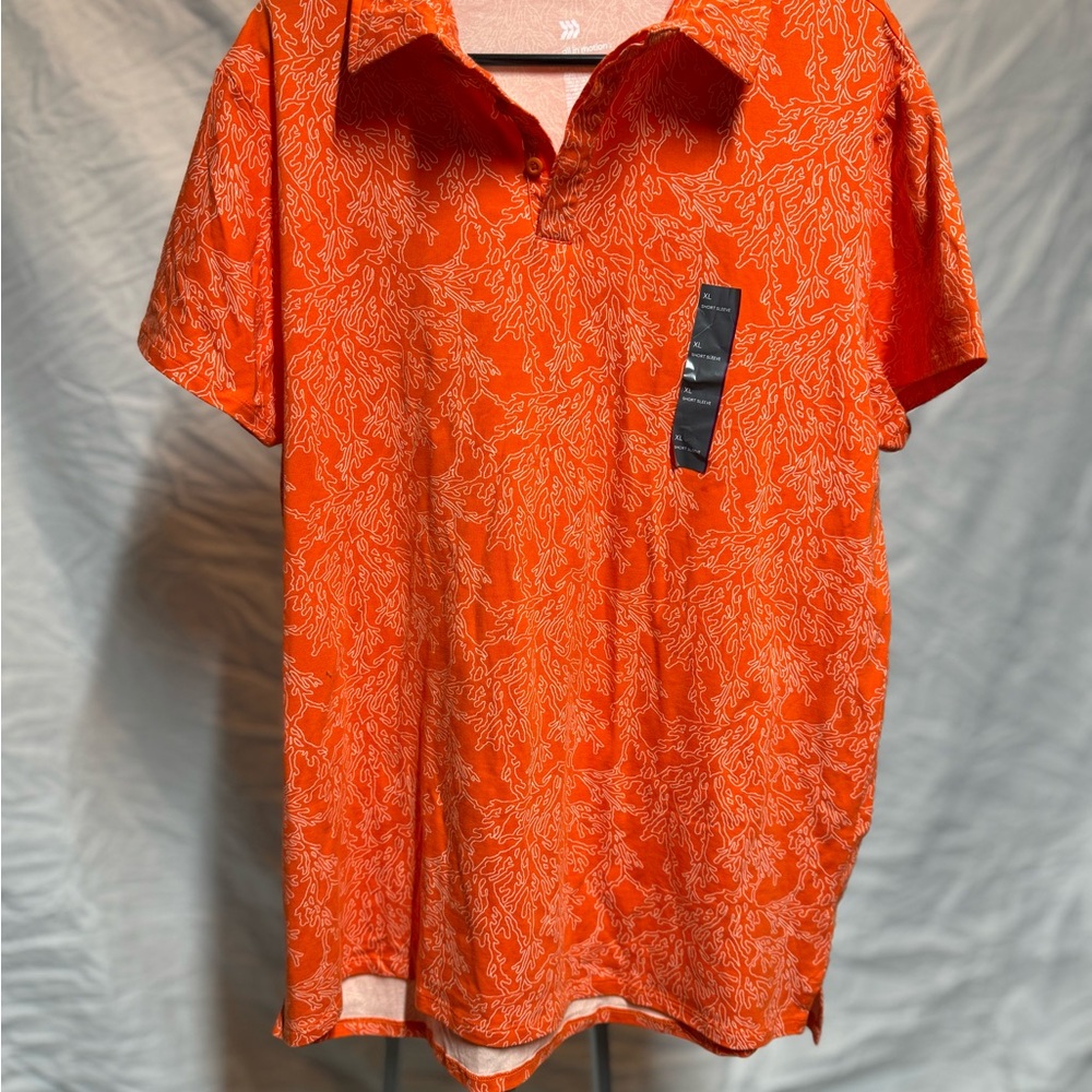 All in Motion Orange Coral Print Polo Shirt